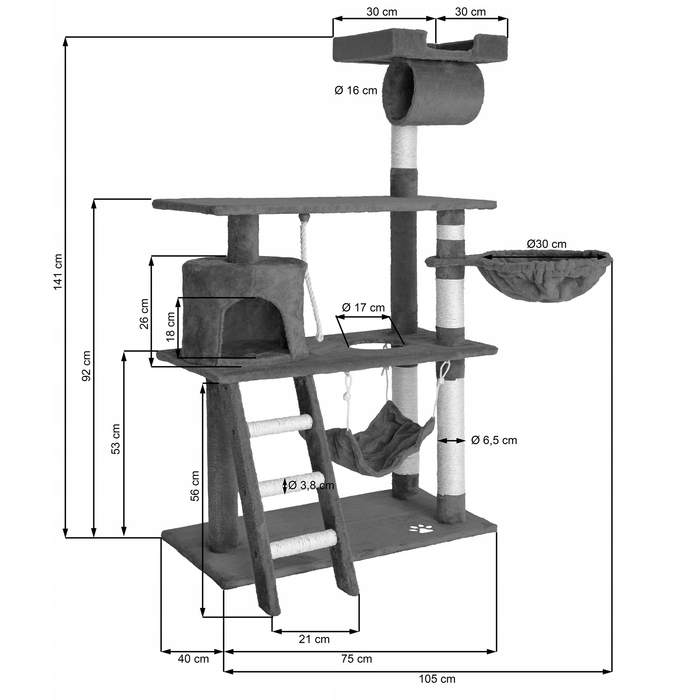 Низький кігтеточка-драпак TecTake 101 — 160 см