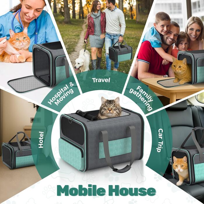 Betopet: Сумка-переноска для собак та котів, TSA-аппробована, розширювана, до 6,8 кг, 41,8 x 33 x 30,8 см