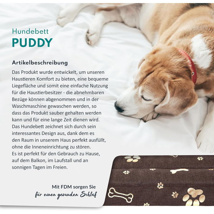 Килимок для собак FDM Puddy, 70x60 см, водонепроникний, з ефектом пам'яті, для маленьких собак, коричневий/золотий