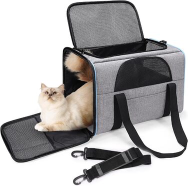 Сумка-переноска BERTASCHE для котів і собак до 7 кг, складана транспортна сумка для подорожей у авто та поїзді