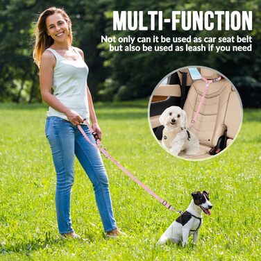 Автомобільний повідок для собак Lukovee: 2 шт., регульований, з еластичним шнуром та світловідбиваючими елементами для безпеки під час поїздок