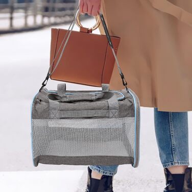 ANDRESLAD Сумка-переноска для котів та цуценят з дихаючої тканини Оксфорд, легка, з сіткою, для подорожей