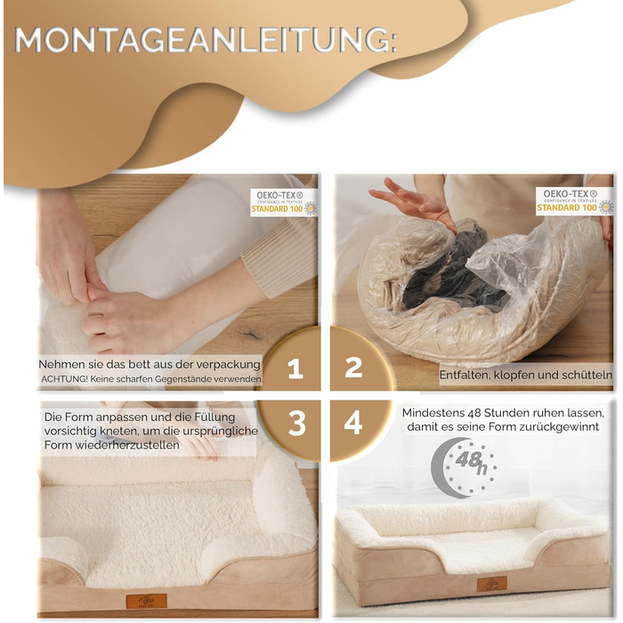 Ортопедичний лежак для собак, розмір S – теплий зимовий лежак з Memory Foam, знімний та пральний чохол, водонепроникний, зручний диванчик для маленьких собак
