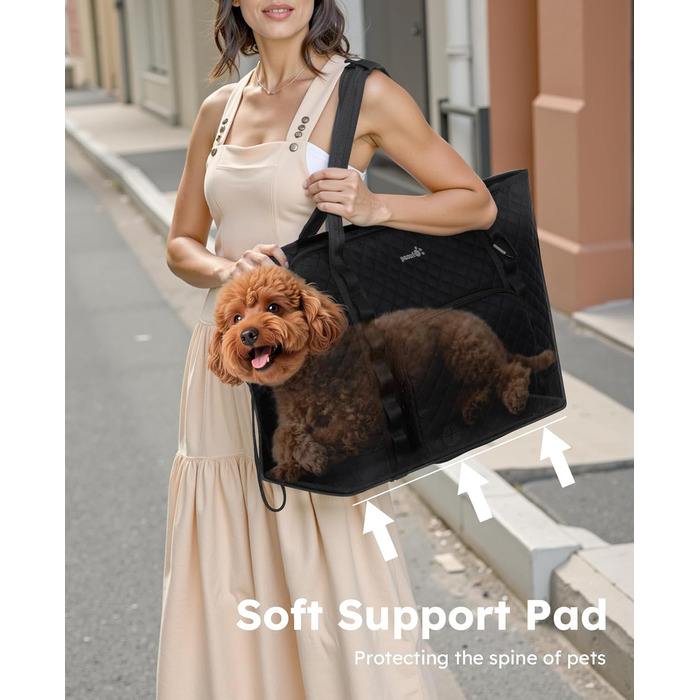 Транспортна сумка для собак Pecute, чорна XL, до 6 кг, 43x35x20 см