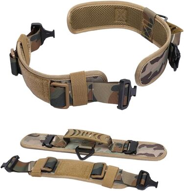 Нашийник для собак Vmokki з м'якою підкладкою, 7 см, з двома пряжками, контрольний ручка, тактичний, регульований, для великих собак (камуфляж)