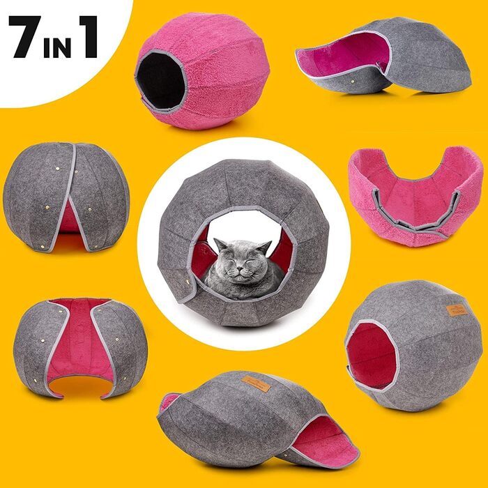 Кігтеточка-будиночок для котів PawArea | Рожевий лежак-корзина для котів | Місце для сну та відпочинку | Міцний, сучасний, зручний