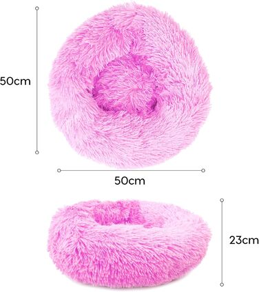 М'яке ліжко для собак Donut 50 см - рожева, для маленьких та середніх собак, кошик для тварин, миється