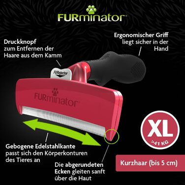 Фурмінатор для собак XL з короткою шерстю – щітка для видалення підшерстя, покращений дизайн, для дуже великих собак