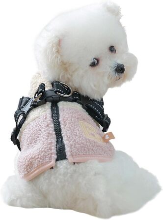 Зимовий теплий одяг для собак, з флісовою підкладкою, костюм для домашніх тварин з отвором для шлейки, для цуценят та собак середніх розмірів, осінь, прогулянки, активний відпочинок, зелено-білий (рожевий/білий)