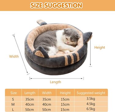 PETCUTE Лежак-будиночок для котів і собак, зимовий, м'який, із знімною подушкою, нековзка основа, праний, для котів, кошенят, цуценят