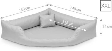 Ортопедичне собаче ліжко Juelle Dakota M-XXL (145x105 см) з ортопедичним матрацом, знімний чохол, можна прати в машині