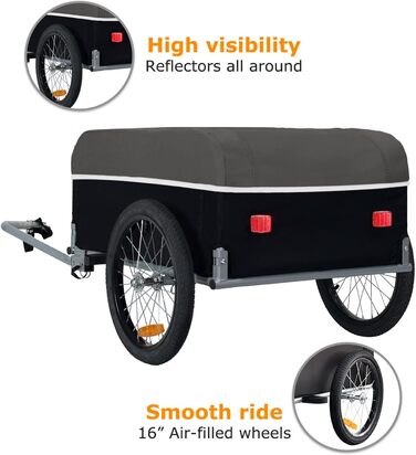 Tiggo Cargo II: вантажний велопричіп з об'ємом 130 літрів, складний, для перевезення вантажів, зелений (сірий)