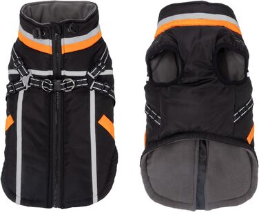 Водонепроникний зимовий теплий накид для собак FeimaX з отвором для шлейки, чорний, S