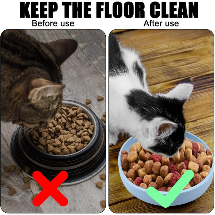 Набір мисок для котів (4 шт.), 18 см, силікон, для сухого та вологого корму (блакитний, жовтий, рожевий, сірий)