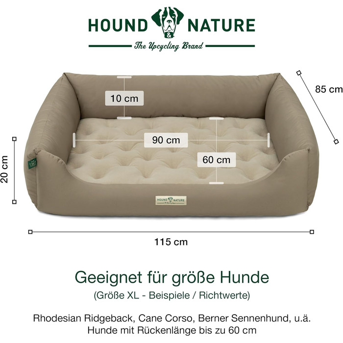 Ортопедичне лежанка для собак HOUND & NATURE Zürich XL (115x85 см, тауп) - м'яка, зручна, з можливістю прання
