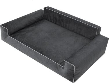 Ліжко для собак, лежанка для тварин, кошик для котів, знімний чохол, чорний колір, XXL (116x78 см), Fancy