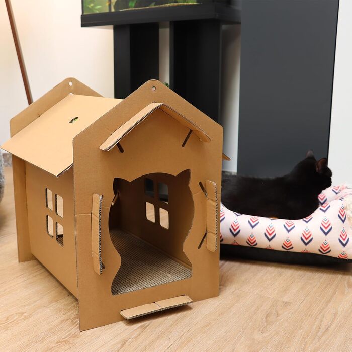 Котячий будиночок-дряпалка Croci з картону, 42x35x50 см, багатокольоровий