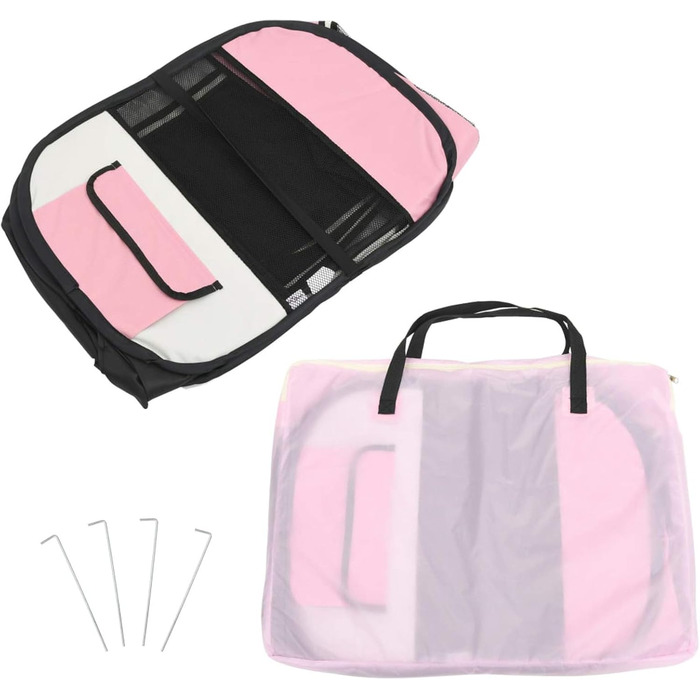 Тідярд Розкладний вольєр для цуценят з переносною сумкою, рожевий, 110x110x58 см