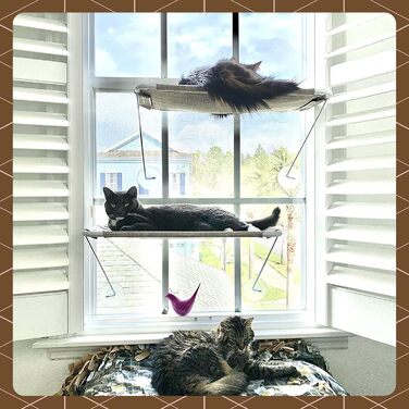 Кіт-гамак для вікна LSAIFATER 360° з металевими опорами, чорний