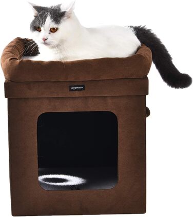 Складаний будиночок для котів Amazon Basics, коричневий, 38x38x43 см
