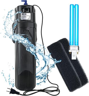 Coospider UV фільтр для акваріума JUP-01 9W, 800 л/год, для 150-300 л, внутрішній фільтр з лампою від водоростей та запасними елементами