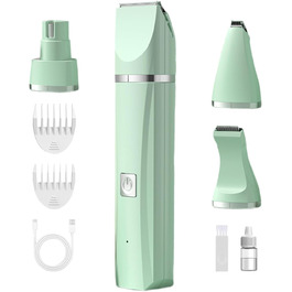 Професійна машинка для стрижки собак, бездротова, акумуляторна, для малих порід, тиха, для котів, вух, обличчя та задньої частини тіла, білий (зелений)