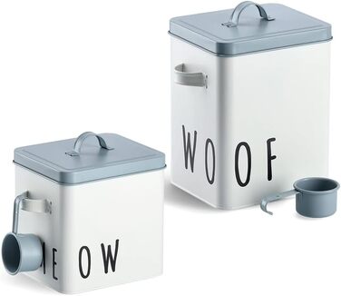 Миска для корму тварин Zeller 'Woof', метал, білий/блакитний, 23.4 x 16.2 x 23.2/25.8 см