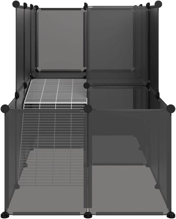 Клітка для дрібних тварин vidaXL, чорна, 142x74x93 см, з поліпропілену та сталі, вольєр для домашніх улюбленців