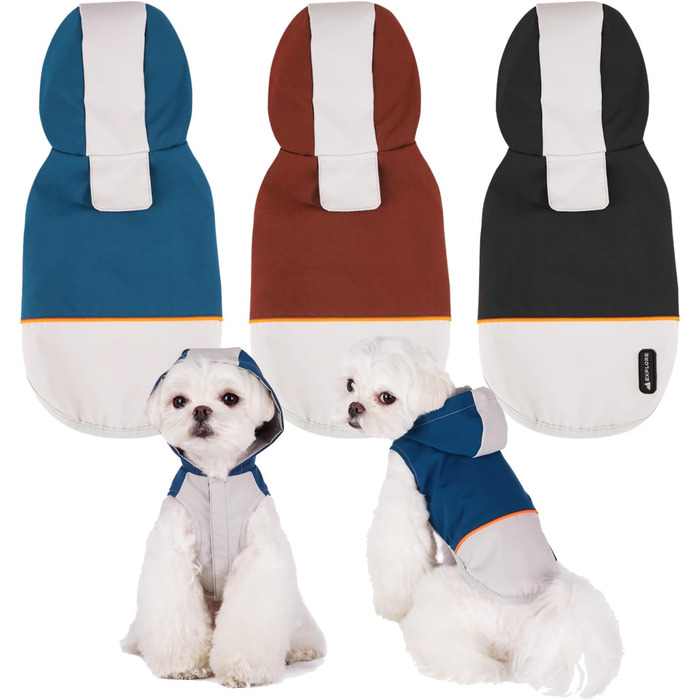 Водонепроникний дощовик для собак BPS з капюшоном та кишенею, 100% поліестер, M, Синій, BPS-9701AZ (M, 16183 Red)