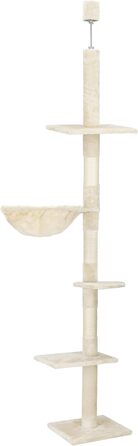 Котячий комплекс SPRINGOS з дряпалкою, лежаком та регульованою висотою 245-260 см, кремовий