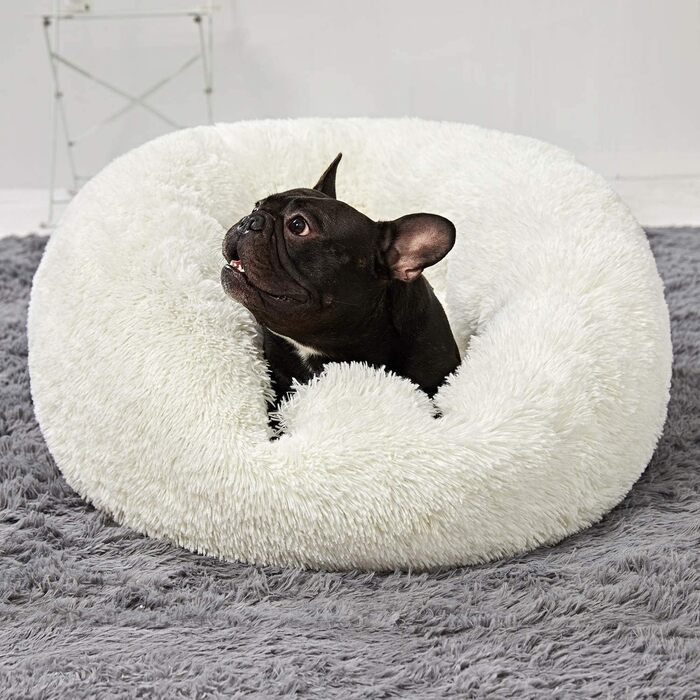 Ортопедичне ліжко для собак великих порід, м'яке плюшеве ліжко для котів та собак, біле, 60 см