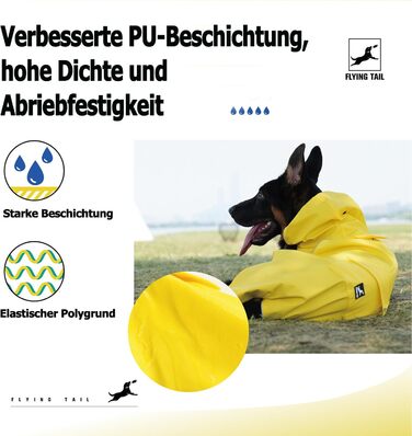 Жовтий дощовик для собак не стягується, м'який, з відбиваючими елементами, регульований, легко одягається, отвір для повідка, S-XXXXXL, XXL