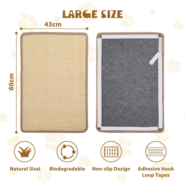 Килимок для дряпання котів Nobleza 2 шт. з сизалю, 60 x 40 см. Захист від подряпин меблів