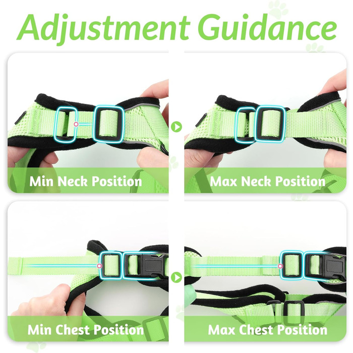 Шлейка для кота Rabbitgoo з повідком, м'яка, безпечна, регульована, зелена, розмір M (XXS, 1 шт.)