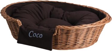 Плетенний корзинка для собак та котів з подушкою, 75x75 см, натуральне плетіння