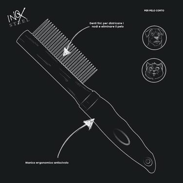 Гребінець для собак Croci Barbershop: видаляє підшерсток та розплутує вузли, з нержавіючою сталею, 19,5 x 12,5 x 4 см