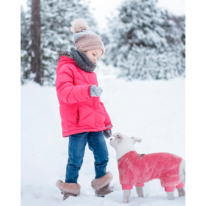 Піжама для собак, теплий зимовий светр, м'який велюр, для цуценят, маленьких та середніх тварин, собак та котів, зелений (Large, Pink)