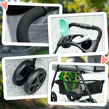 Візок для собак PawHut: зручний та компактний бугі для маленьких собак та котів. Сірий, 67 x 45 x 96 см