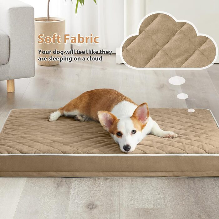 Ортопедичне собаче ліжко WNPETHOME XL, водонепроникне, велике, знімний та пральний чохол, антиковзаюча підкладка, Eierkisten-піна, 104x69x10 см (Колір: Коричневий)