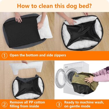 Ліжко для собак, м'яке, знімний чохол, сірий, 90 x 75 x 25 см / 120 x 90 x 30 см (оливковий)