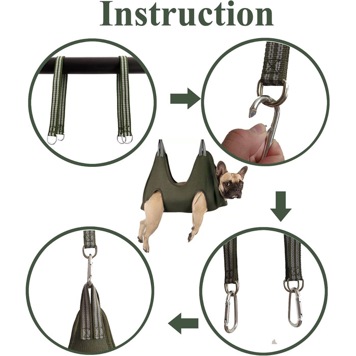 Гамак для грумінгу собак, гамак для догляду за собаками, гамак для підстригання нігтів з кусачками, гамак для грумінгу з широким ременем (Medium 16 кг, блакитний) 16 кг, блакитний (XXX-Large 63 кг, зелений, надвеликий)