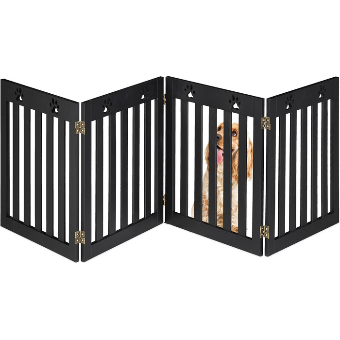 Захисне ворота для собак Relaxdays, 60 x 204 см, чорний, розкладне, MDF