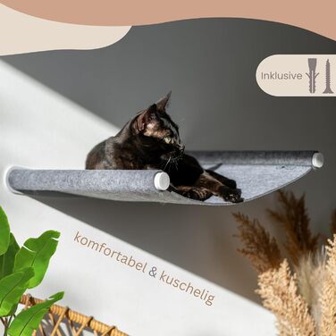 Кігтеточка-гамак для котів AZANO® XL з металу | Дизайнерська стіна для лазіння котів | Гамак для котів на стіну | великий та стабільний (Сірий) AZANO-Сірий