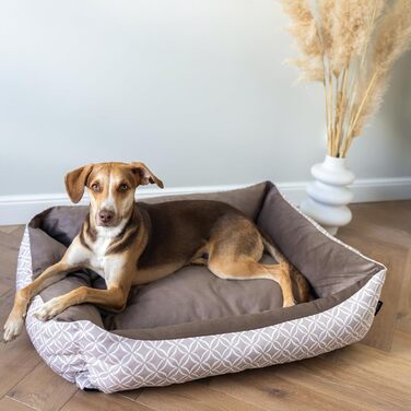 М'яке собаче ліжко Otto 80x60 см, коричневе. Знімна та пральна наволочка. Ліжко-кошик для собак середніх порід.