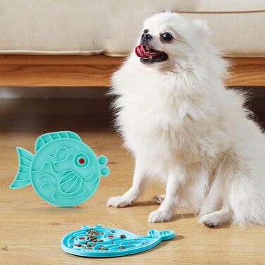 Килимок для собак та котів Leckmatte, 2 шт. з присосками + лопатка, повільний годівник, антиковзаюча поверхня, зменшує нудьгу та тривогу, для корму, ласощів, йогурту, арахісової пасти (20x20 см, колір B)