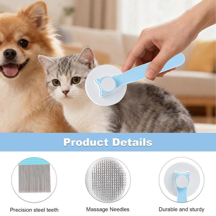 Набір для догляду за собаками та котами (8 шт.): щітка для вичісування, гребінець від випадіння шерсті та бліх, тример для нігтів з пилочкою, інструменти для миття