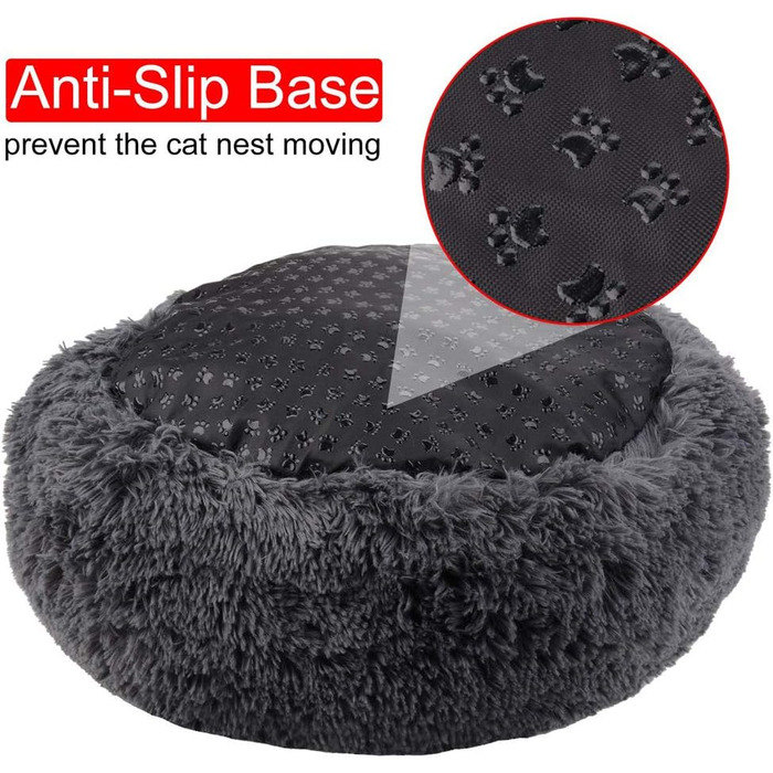 Розкішне собаче ліжко з піднятим бортиком, подушка для домашніх тварин зі знімним чохлом, для собак маленьких, середніх та великих порід, розмір L (S-50см, темно-сірий)