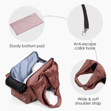 Транспортувальна сумка для собак та котів, м'яка сумка-переноска для цуценят та малих собак, складана легка переноска з 4 великими кишенями для тварин до 7 кг, для подорожей та прогулянок, колір карамель