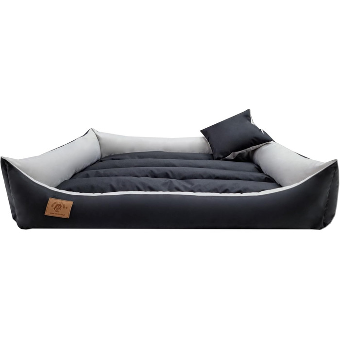 Килимок для собак XXL, лежанка для собак, диванчик для собак з двостороннім килимком (розмір та колір на вибір), 120x90 см, чорно-сірий