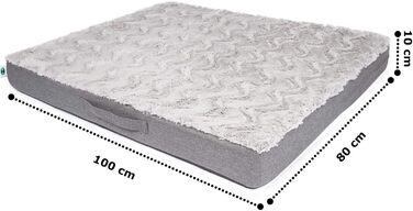 Ортопедичний килимок для собак CopcoPet Lucky Hundematratze: ковзний, миючий, з м'якого штучного хутра, 100 x 80 x 10 см, сірий